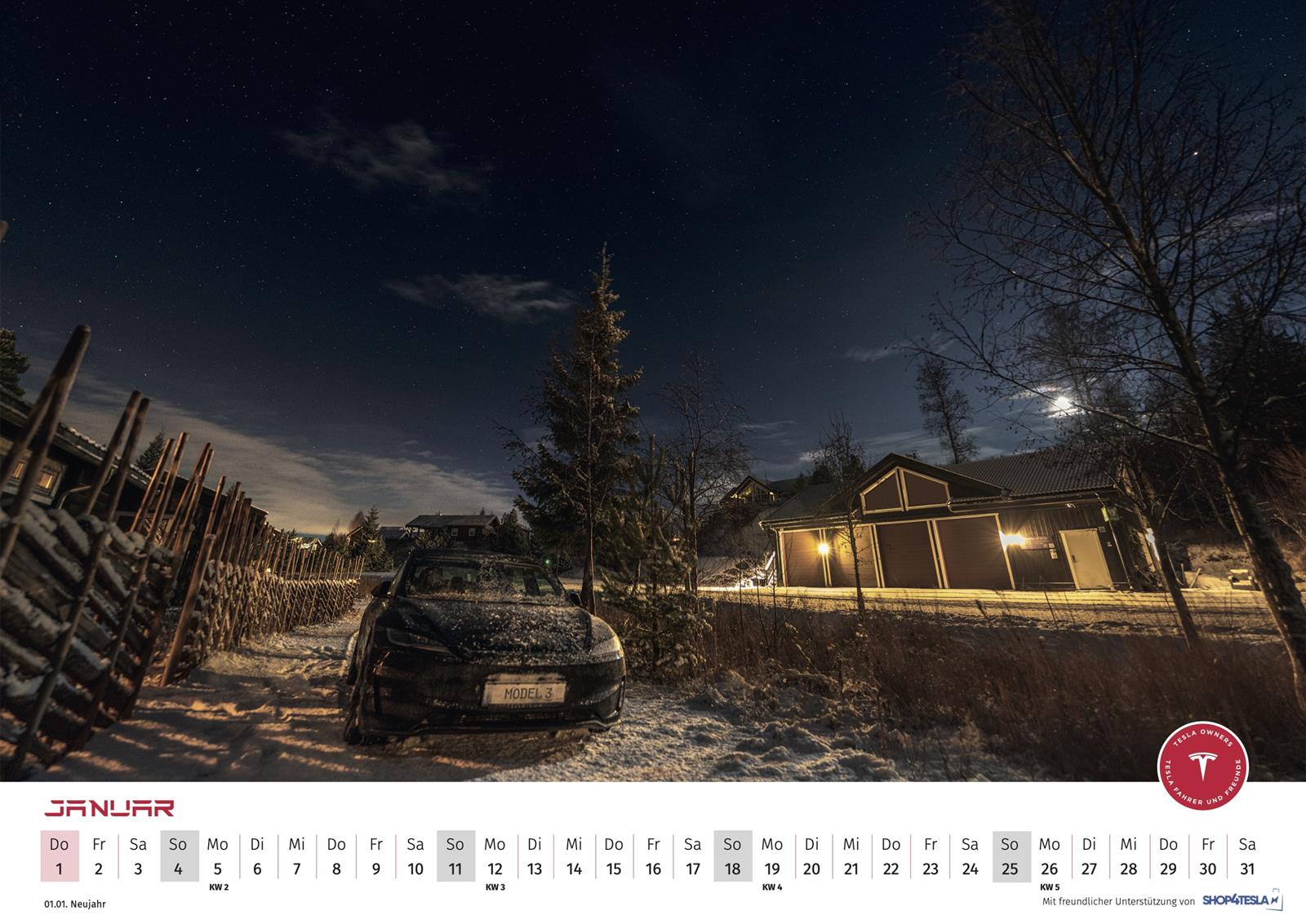 Tesla Kalender 2026 vom TFF & Shop4Tesla