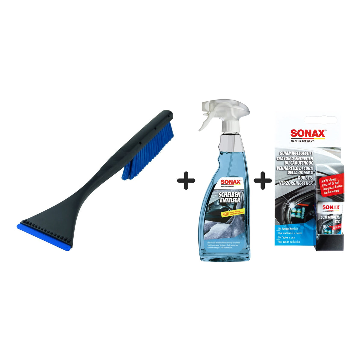 Winter-Set: Murska Eiskratzer, Sonax Scheiben-Enteiser und Sonax Gummipflegestift