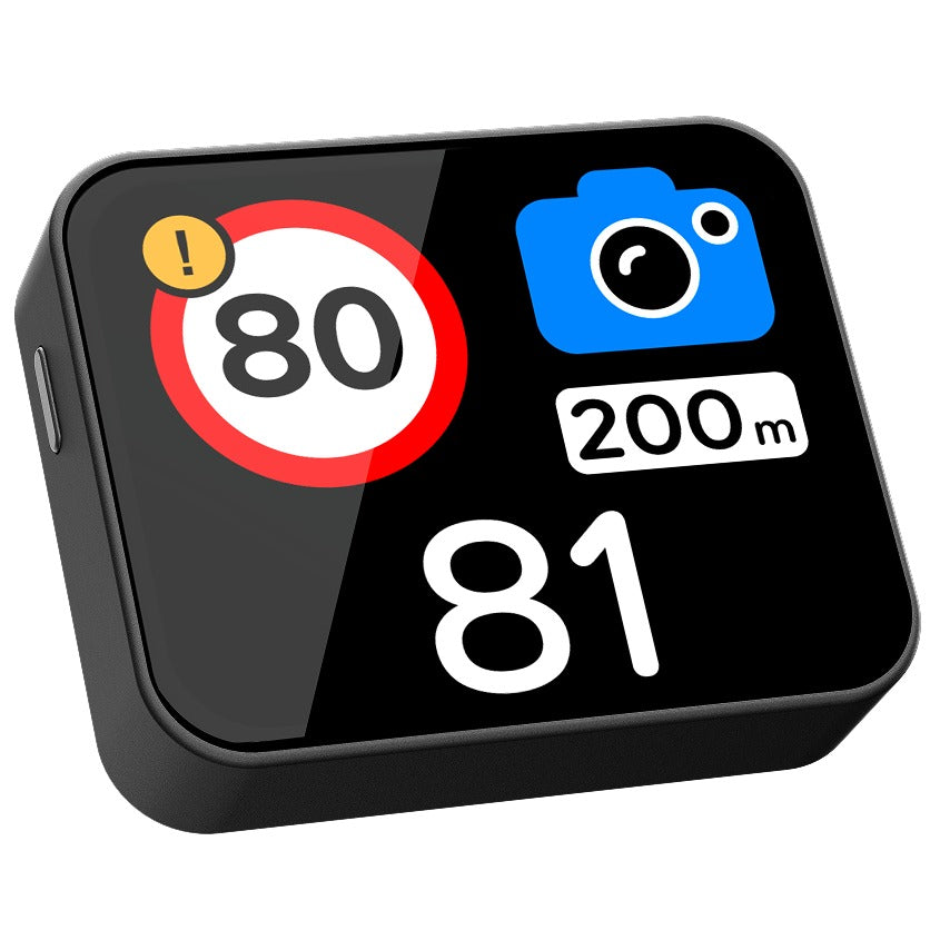Saphe T Verkehrswarner mit AMOLED-Touchdisplay, Anzeige von Tempolimit, Blitzerwarnung und Geschwindigkeit