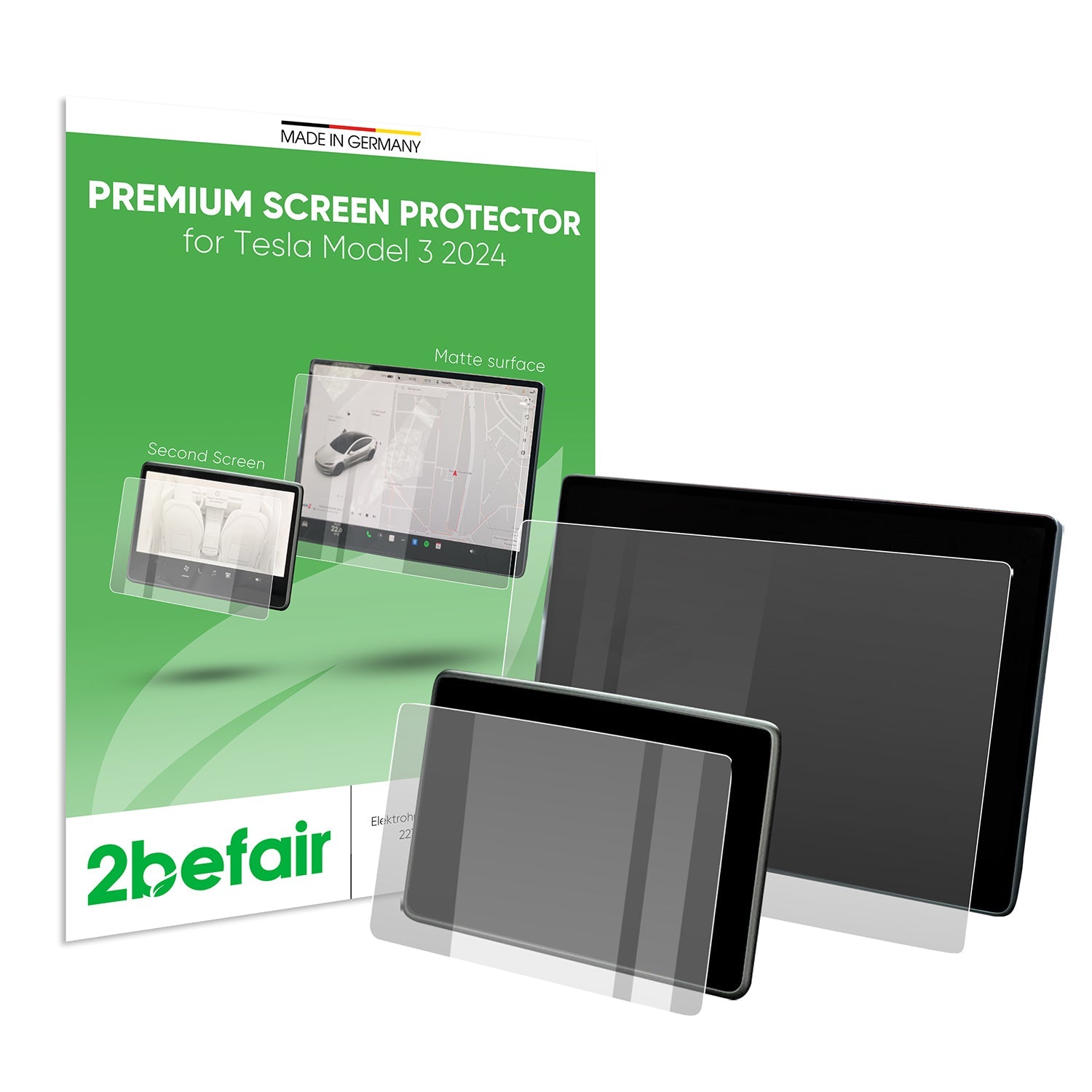 2befair screen protector (matt/clear) for the Tesla Model 3/Y