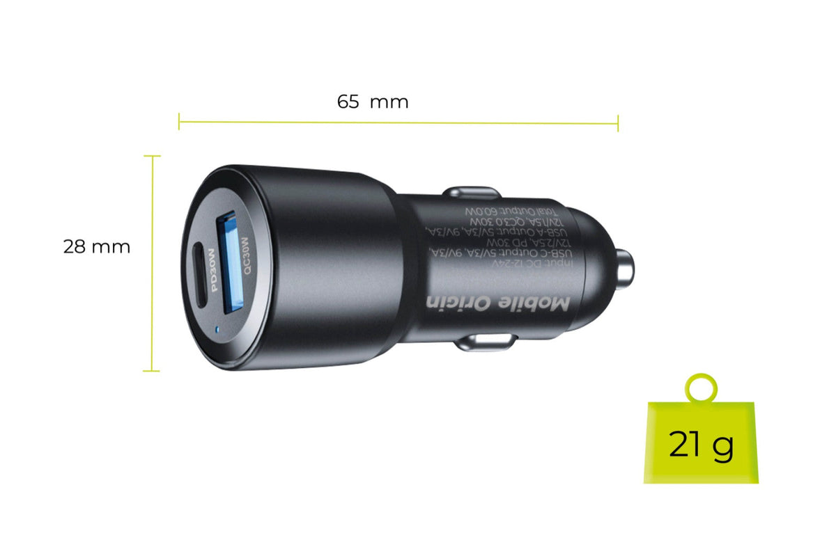 Maße 65 × 28 mm, Gewicht 21 g
