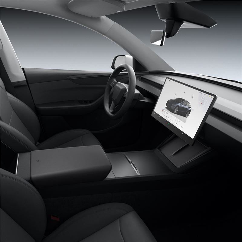 Blick in den Innenraum des Tesla Model Y Juniper mit Mittelkonsole