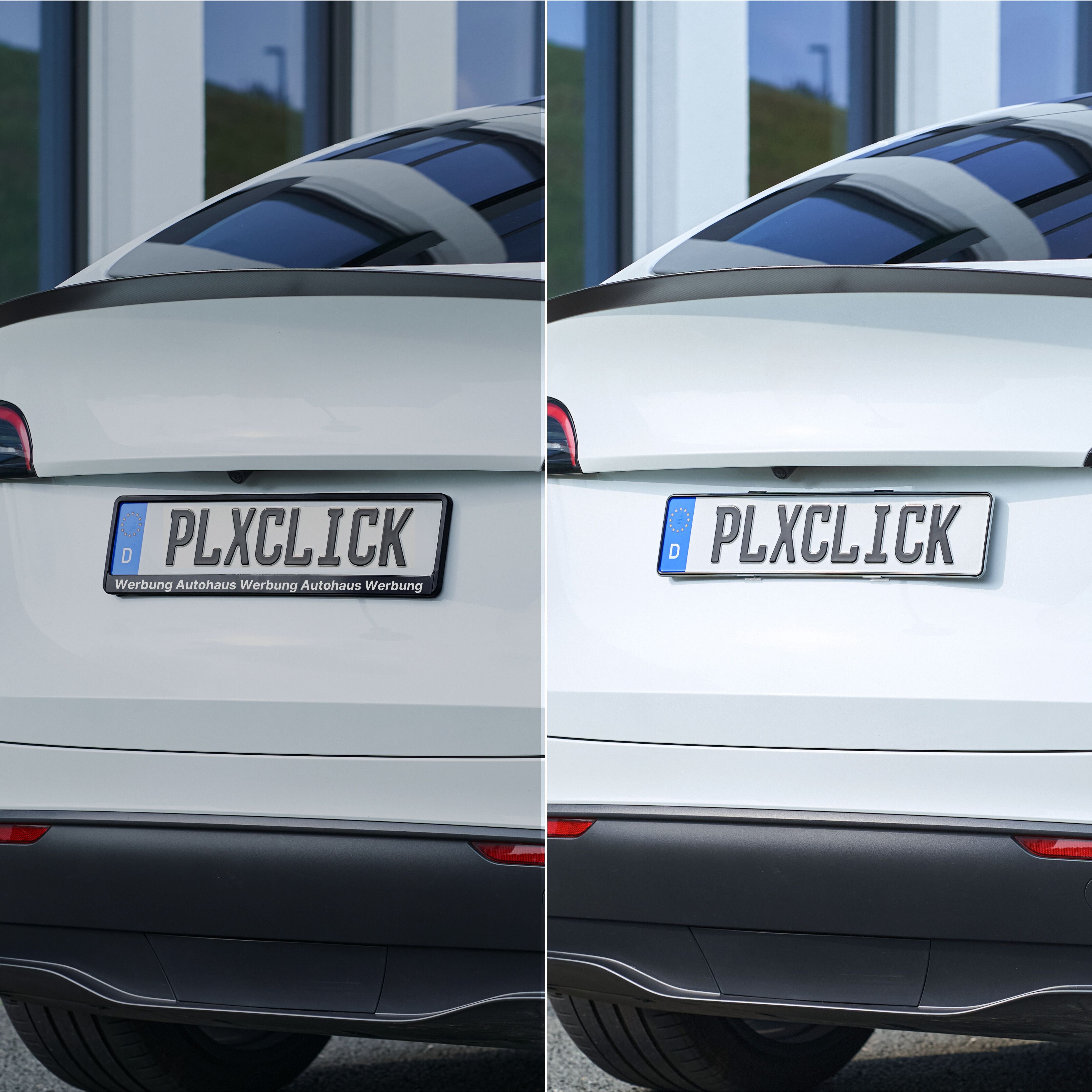 PLEXICLICK Universal Transparent Number Plate Holder – Frameless Clip-On Pair For Front & Rear, UK Legal, Clear