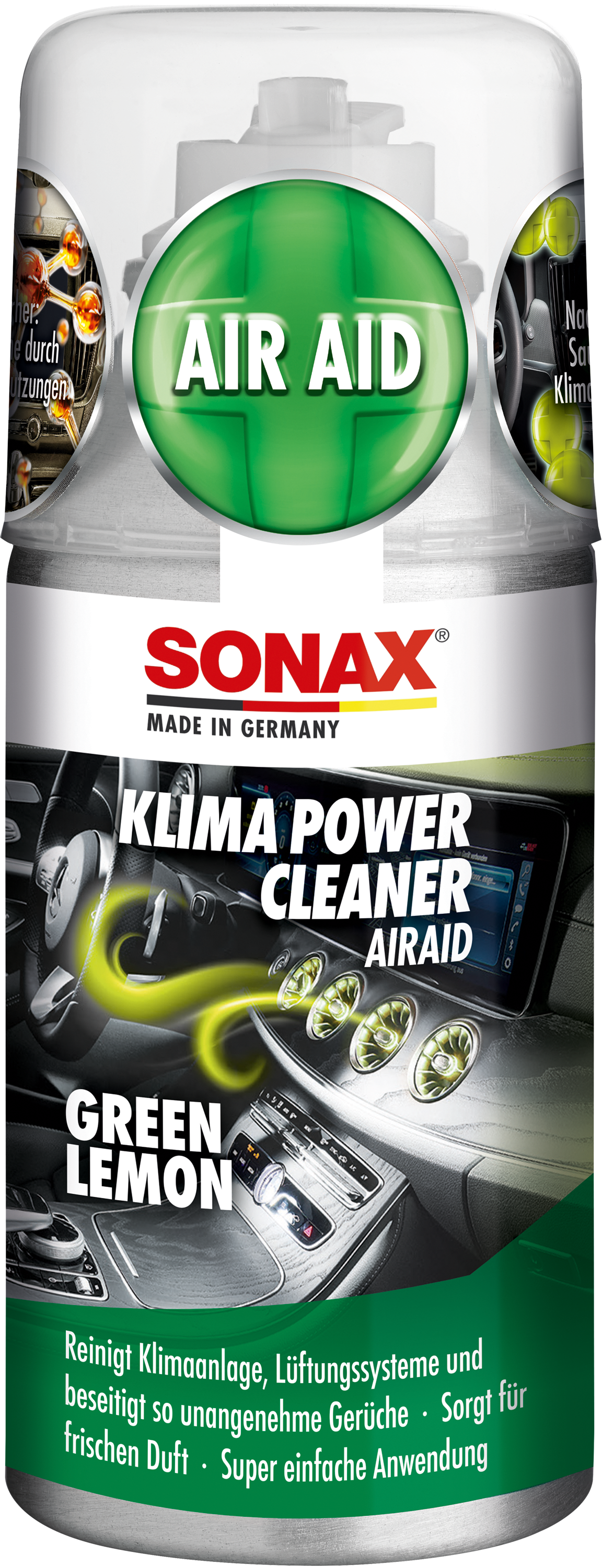 Sonax KlimaPowerCleaner AirAid Green Lemon 100 ml – Produktansicht