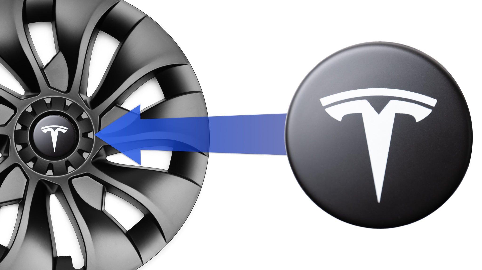 Logos (4x) for hubcaps of the Tesla Model 3/Y