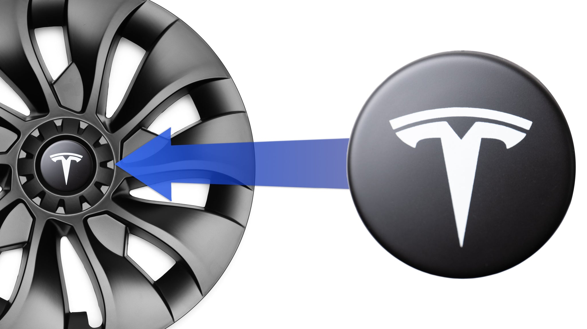 Logos (4x) für Radkappen des Tesla Model 3/Y